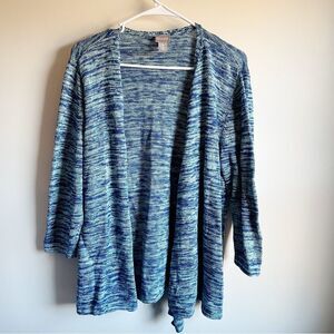Chicos Blue Marled Open Front Cardigan Sweater 3
